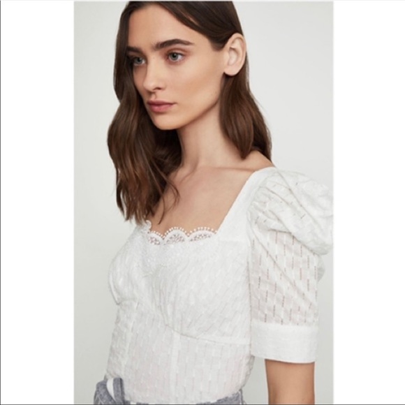 BCBGMaxAzria Tops - BCBGMAXAZRIA Lace-Trimmed Cotton Top- NWT